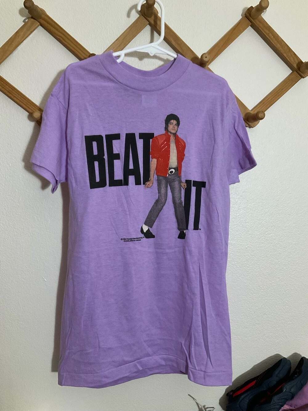 Vintage 1984 Michael Jackson Beat It Purple Single Stitch T-Shirt